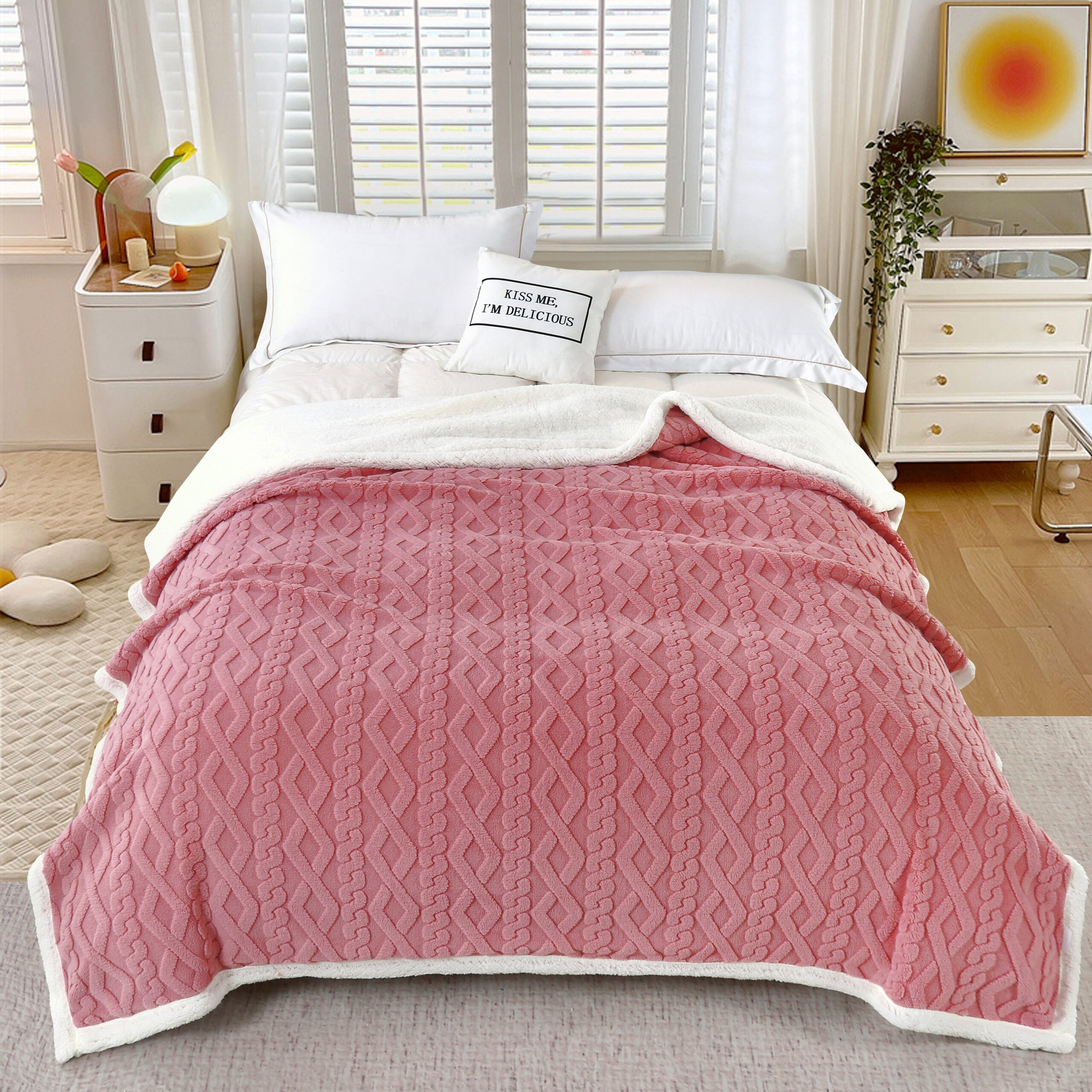 PATURĂ TRICOT CU BLĂNIȚĂ - PUDRA